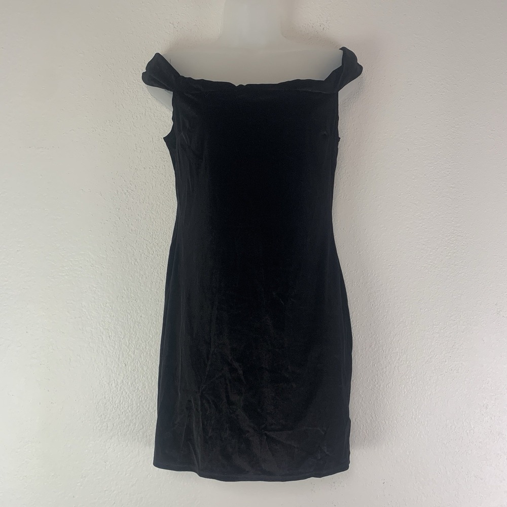 Urban Outfitters Dress Womens Large Mini Velvet Off Shoulder LBD Party Stretch L